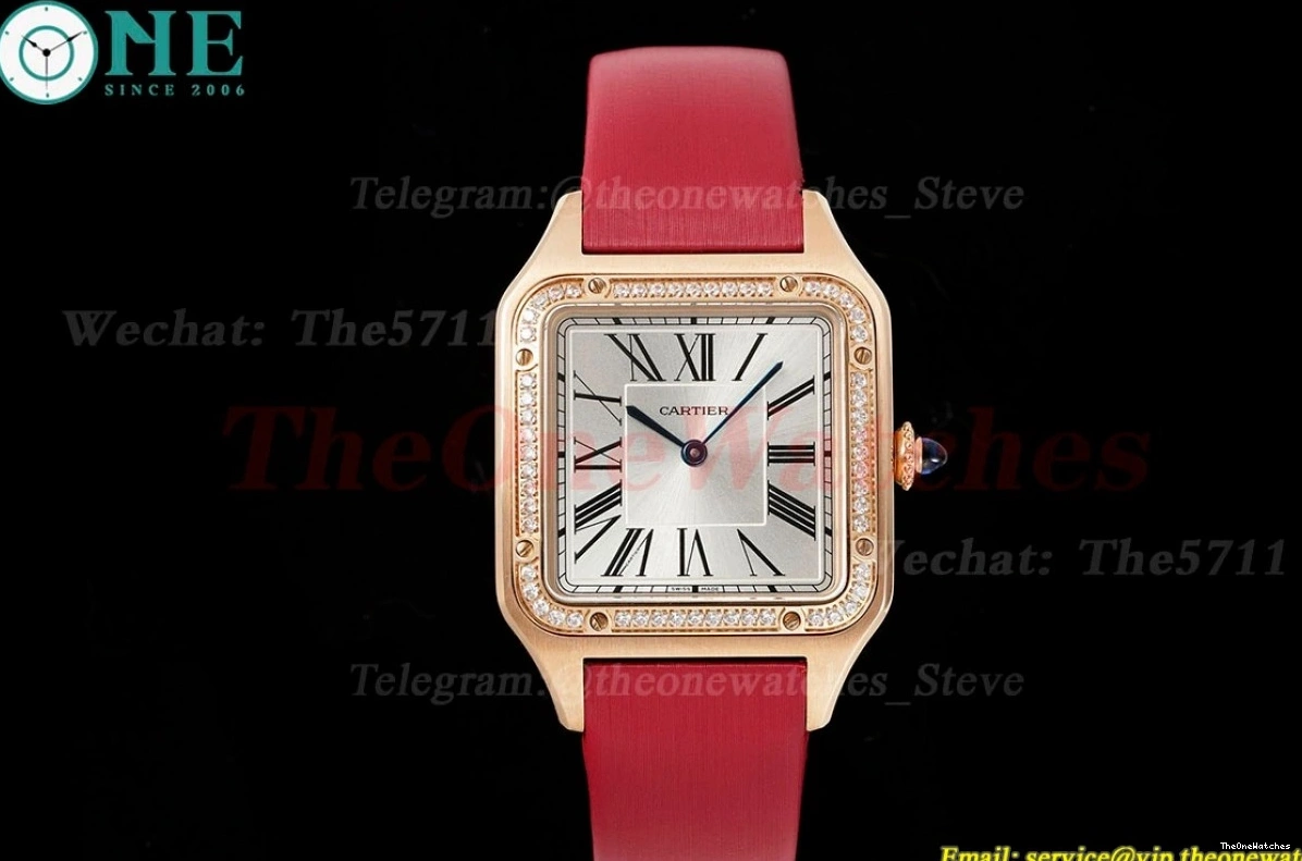 Dumont RG SA AF Quartz Santos Dial Dia Silver Red 0308